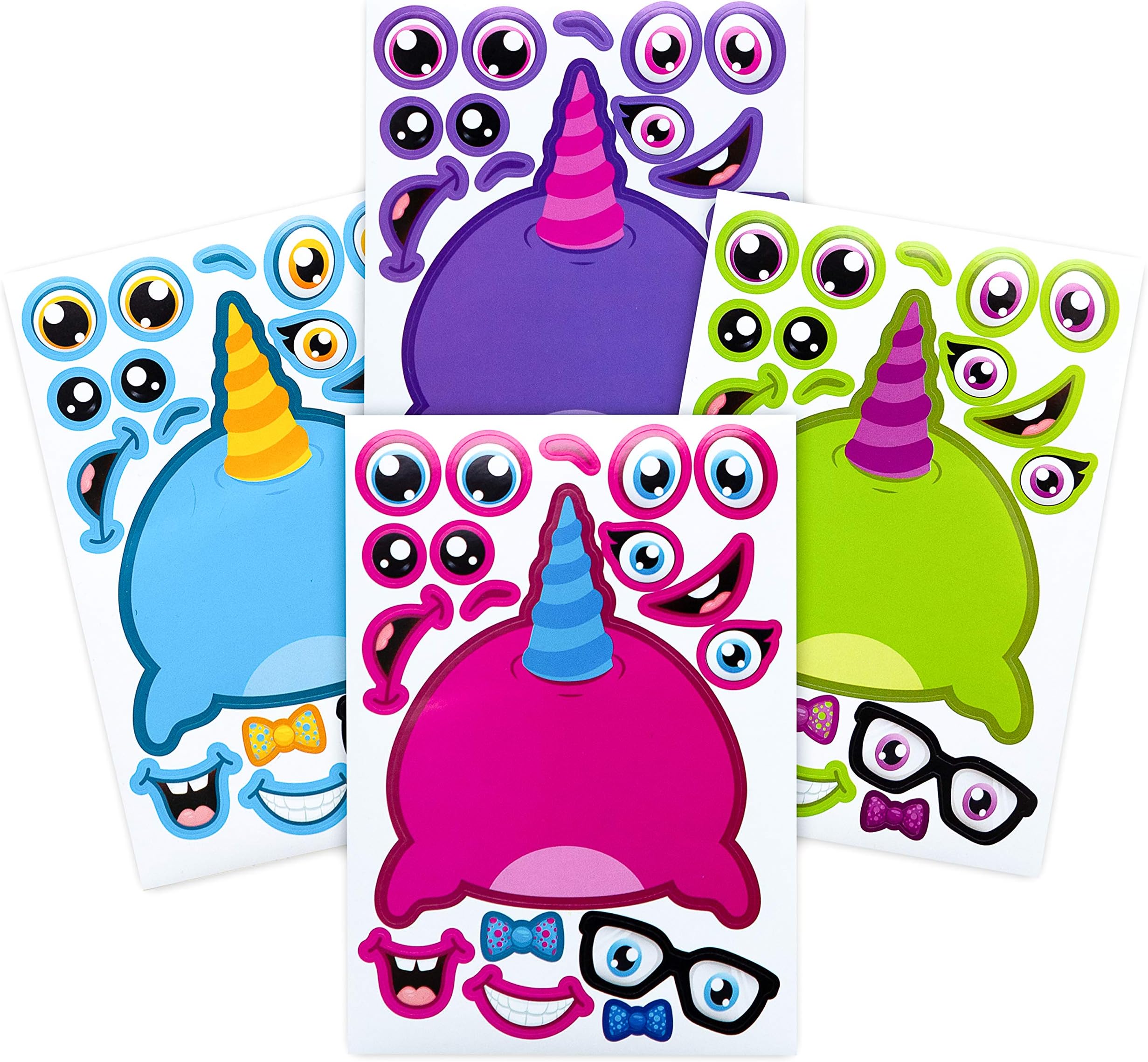 24 Make A Narwhal Sticker Sheets - The Unicorn Of The Sea - Fun Addition To Baby Shower Decorations & Birthday Party Favors & Decor- Let Your Kids Get Creative & Design Their Favorite Narwal Stickers