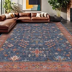 Boho Navy Blue 10x14 Area Rug for Living
