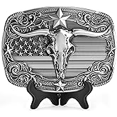 Superkred Western Cowboy Belt Buckle - Texas Longhorn Belt Buckle for Men & Women |American Flag Belts Buckle Accessory