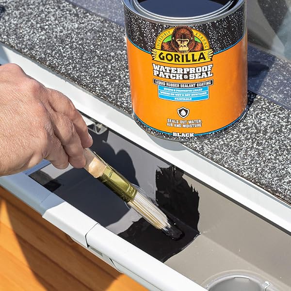 GORILLA PATCH & SEAL LIQUID RUBBER WATERPROOF SEALANT, BLACK, 32 OUNCE (PACK OF 1) – SEALS OUT WATER, AIR, AND MOISTURE