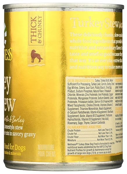 WELLNESS NATURAL PET FOOD GRAIN FREE WET CANNED DOG FOOD, TURKEY STEW, 12.5 OZ
