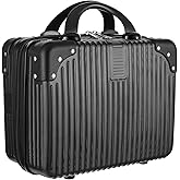 wutfuooo 14 Inch Hard Shell Makeup Case, Portable Mini Makeup Suitcase for Hand Luggage with Elastic Band, Pressure-proof Makeup Carrying Case, Lightweight Small Hard Shell Cosmetic Travel Case