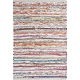 COTTON CRAFT Cotton Chindi Rag Rug - Boho Farmhouse Rustic Area Accent Throw Rug - Handwoven Reversible Natural Recycled Yarn Carpet - Living Room Kitchen Entrance Home Gift - 20 x 32 in - Multi Color