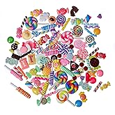 CCINEE 100 Pieces Slime Charms Mixed Resin Candy Sweets Beads Flatback Cabochons Charms for DIY Crafts Scrapbooking Supply