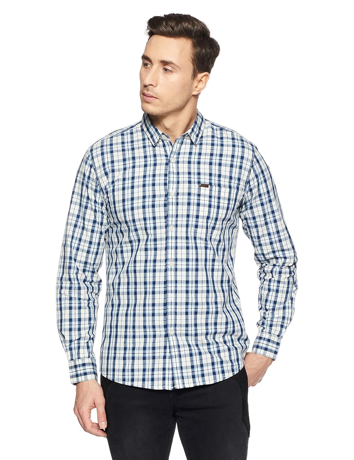 wrangler men's checkered regular fit casual shirt
