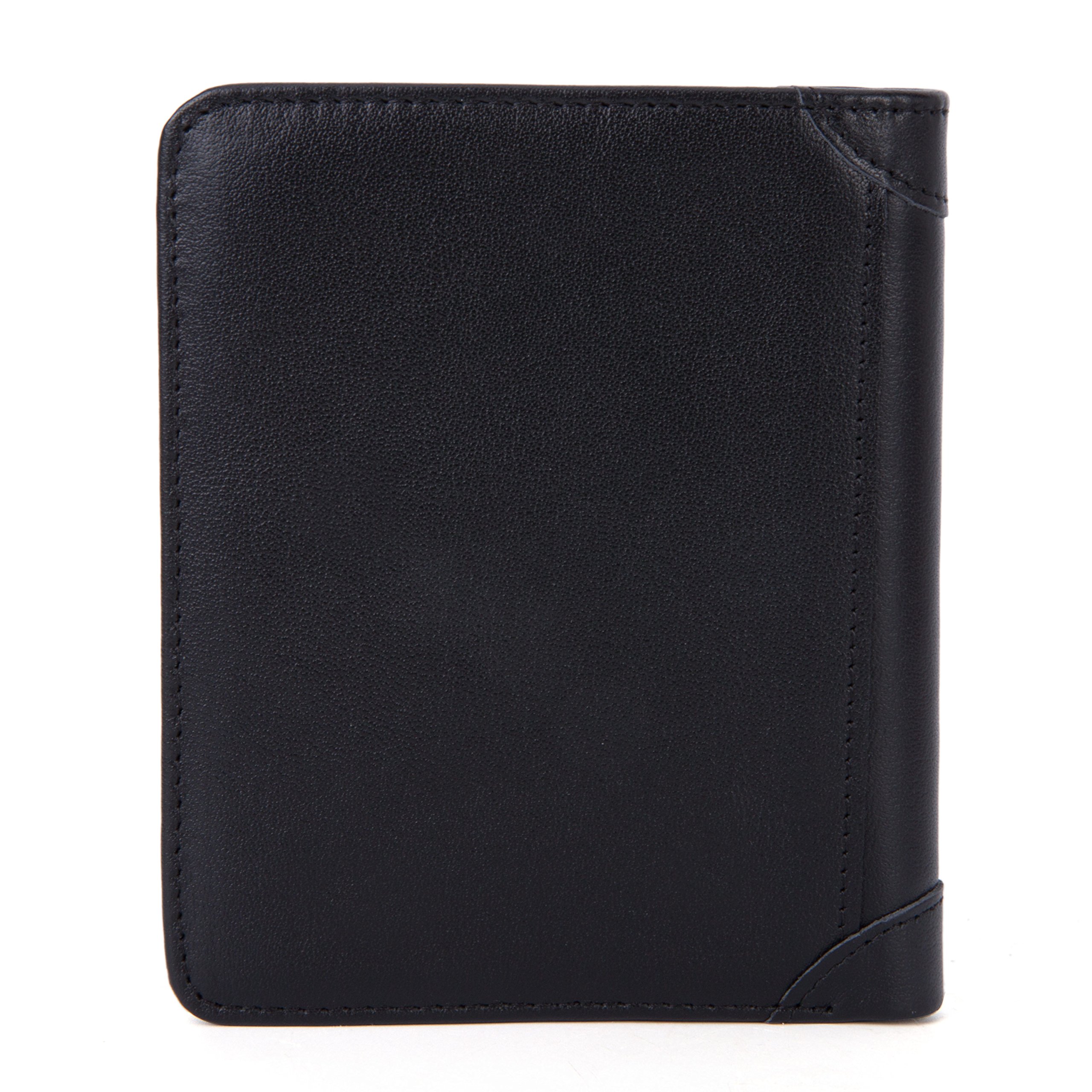 Carteras para hombre/GENOLD Clip de Dinero Cuero Cartera/Slim Billetero Para Hombre/Billetero Delgado de Cuero-Negro