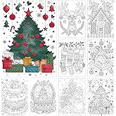 Zhanmai 48 Pcs Christmas Color Your Own Cards 5 x 7 Inch Christmas Coloring Greeting Cards 8 Styles DIY Coloring Paper Crafts for Adult Xmas Winter Holiday Party Favors