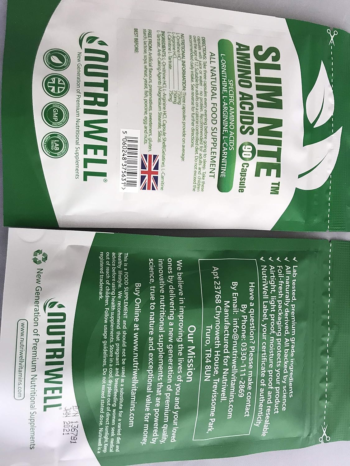 Slim Nite TM, 90 Capsules - 3 Amino Acids, L-Ornithine, L-Arginine and L-Carnitine - Made in The UK by NutriWell - Image 4
