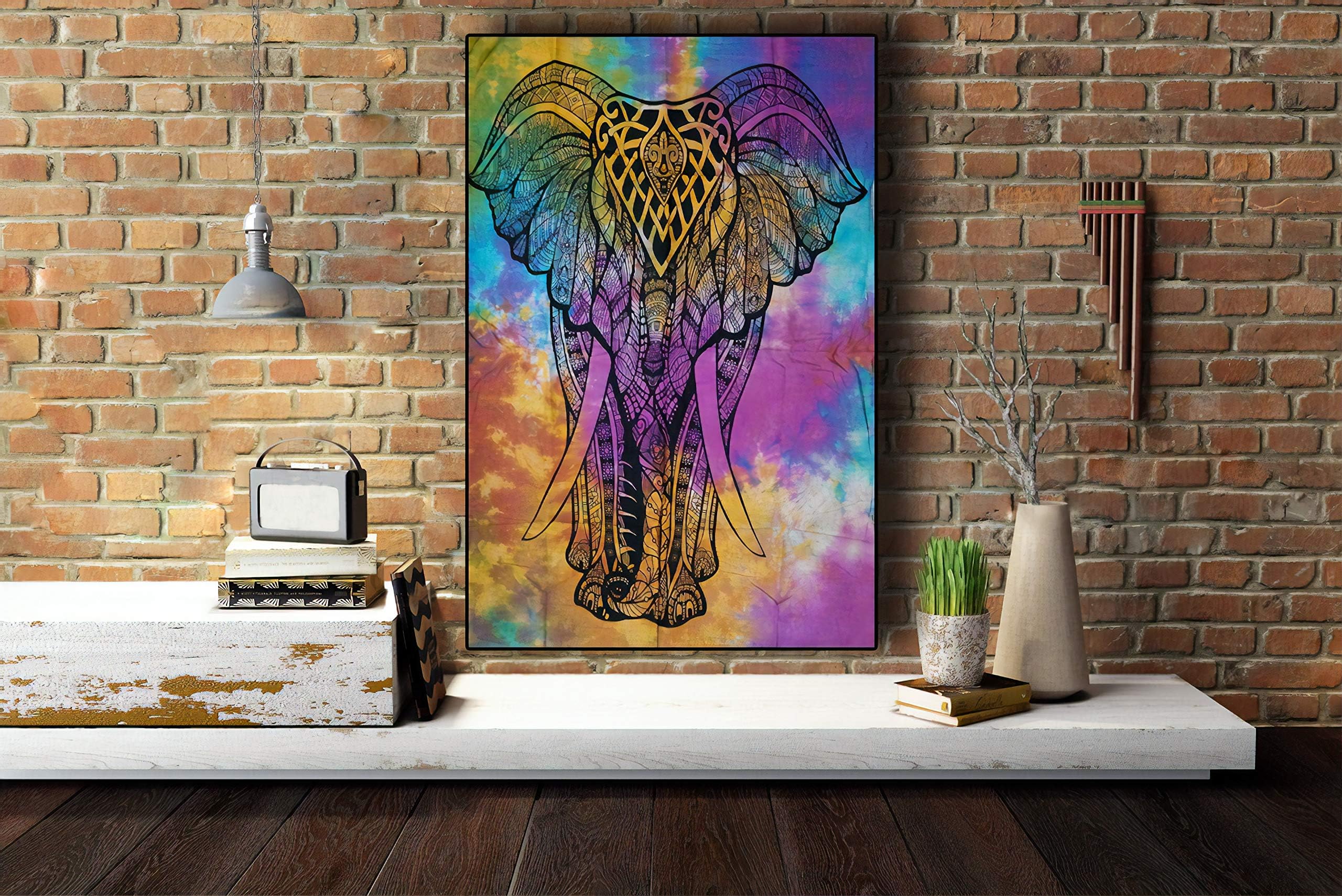 Cotton Wall Art | Boho Bedroom Décor | Mandala Wall Hanging Tapestrys for Weeding Decoration | Home Décor Indian Psychedelic Celestial Tapestry 42 x 30 Inches (Multi Elephant)