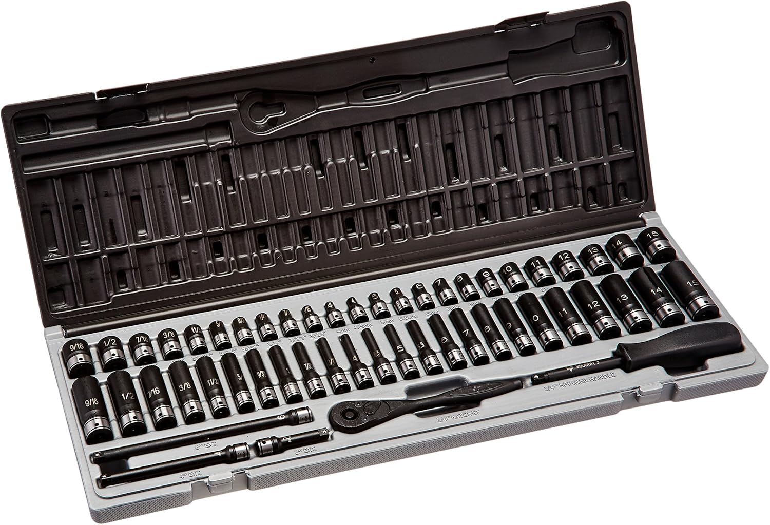 Grey Pneumatic (89653CRD) 1/4" Drive 53Piece 6Point Fractional and Metric Duo Socket Set