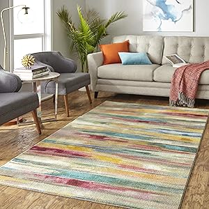 Mohawk Prismatic Area Rug Z0204 A416 Butterscotch/Magenta Smeared Stained 5' x 8' Rectangle