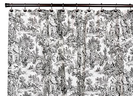 Victoria Park Toile Bathroom Shower Curtain Black Amazon Co Uk