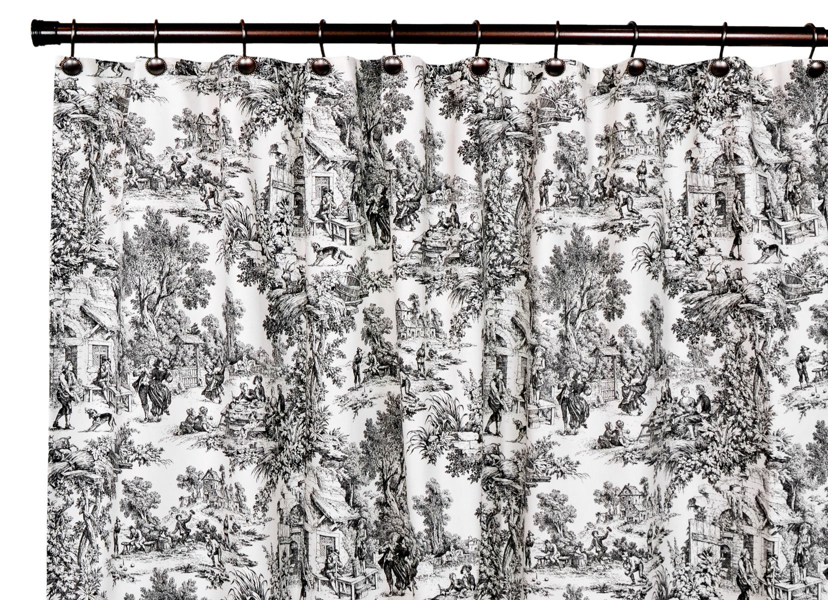 Victoria Park Toile Bathroom Shower Curtain Black 730462799944 Ebay