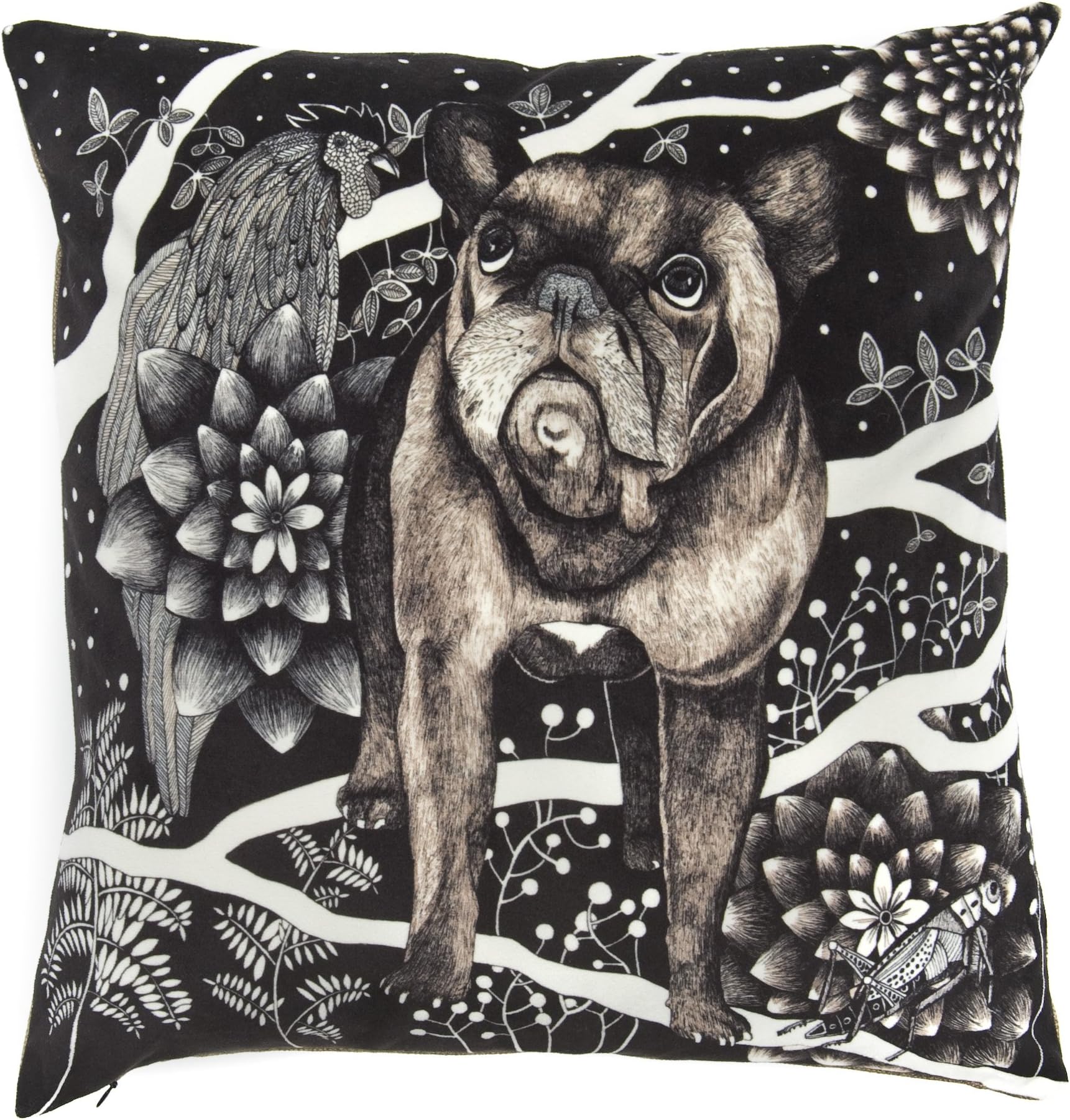 Nadja Wedin Design The French Dog – Cushion Cover Velvet 48 x 48 cm, Black/White