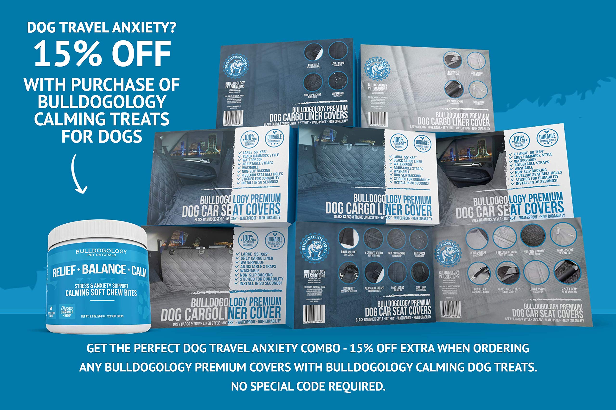 Bulldogology Premium Cargo Liner Cover for Dogs - Heavy Duty Durable Quality for SUVs and Cars - Waterproof, Non-Slip, Adjustable Straps, and Machine Washable (Large, Universal Fit)