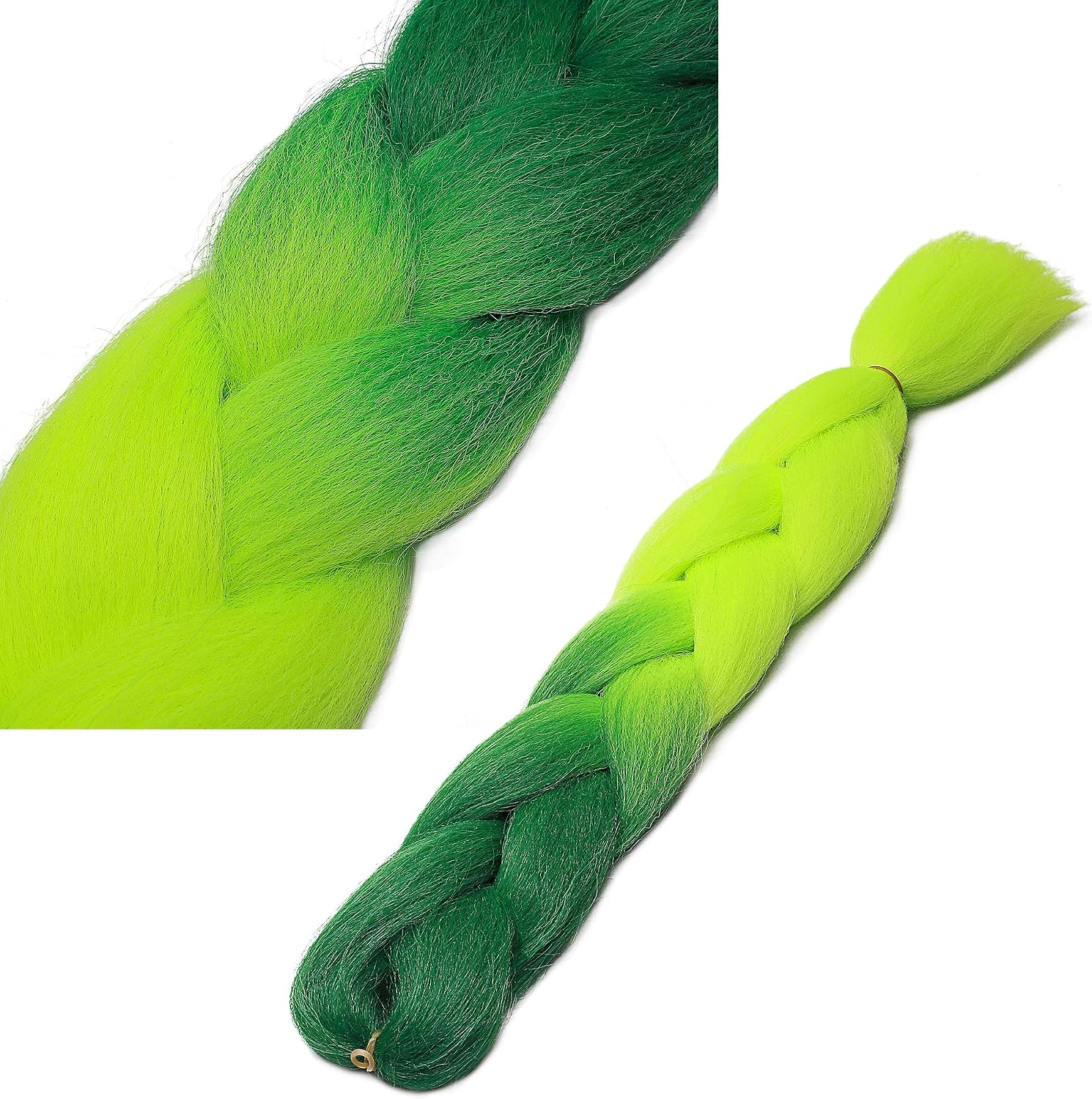 Ombre Jumbo Braiding Hair 24 Inch 5Pcs Synthetic Colorful Box Jumbo Braids for Crochet Twist Hair Extension Dark Green to Chartreuse - Image 3