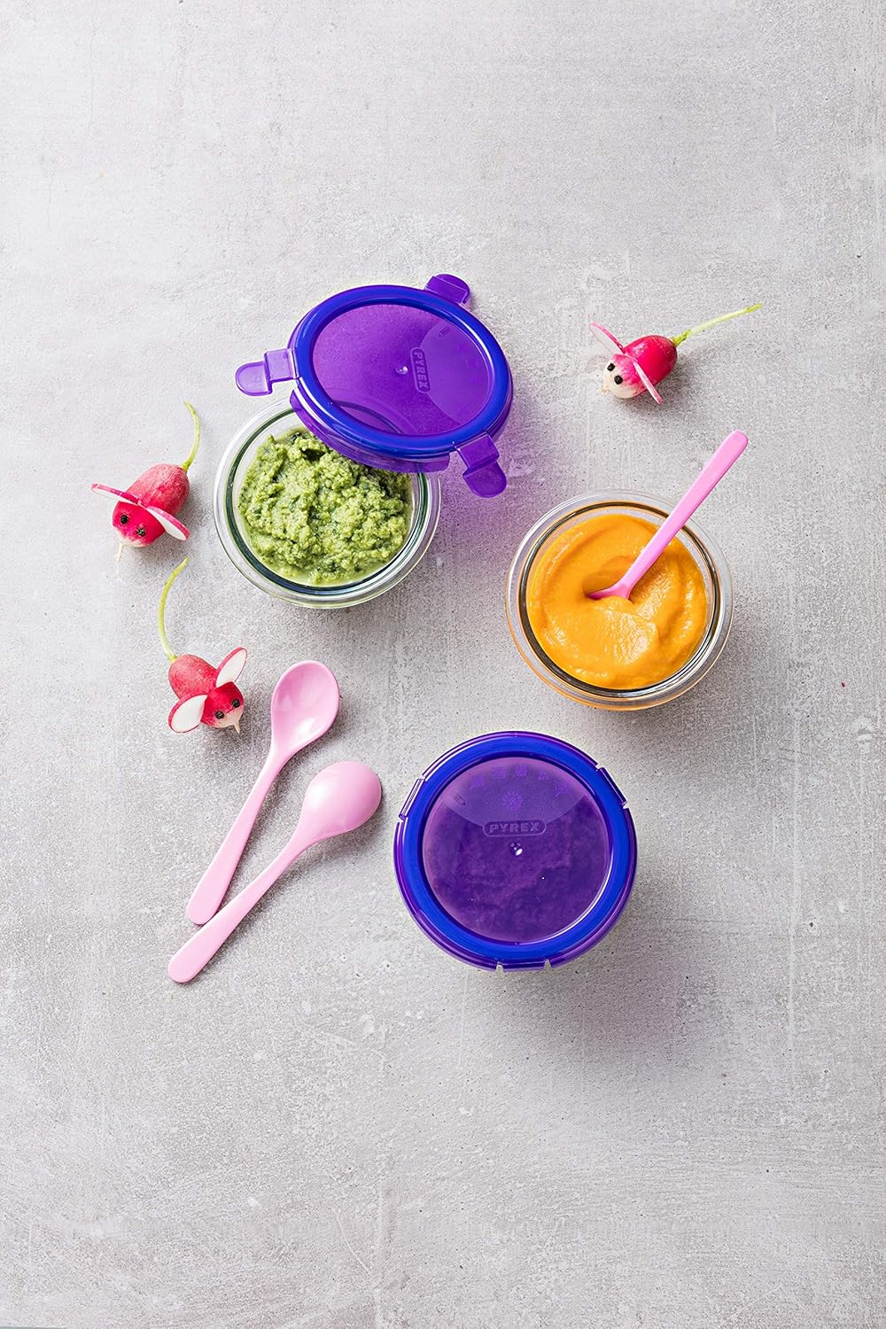 Pyrex My First Boite De Stockage Ronde En Verre Pour Bebe 0 L Palettes Couteaux Et Ustensiles De Cuisine gd In