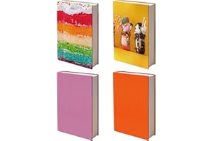 ELLOPI Easy Apply Stretchable Book Cover 4 Pack. 2 Solid and 2 Design Jumbo Jackets Fit Hardcover Textbooks Up to 9" x 11". Adhesive-Free, Nylon Fabric Protectors. Washable, Reusable Student School Supply