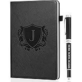 InnoBeta Personalized Notebook for Men, Hardcover Leather Journal for Writing, Travel, Business, Work & School, Note Taking, A5 Diary Notepad, 5.7"×8.3" Black, J