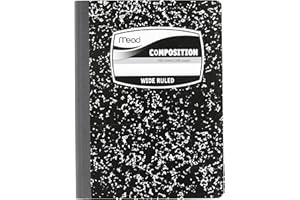 MEAD MEA09910 - Sewn Black Marble Cover Composition Book with Wide Rule 11/32, 100 Sheet, Media Size: 7.5" x 9.75"