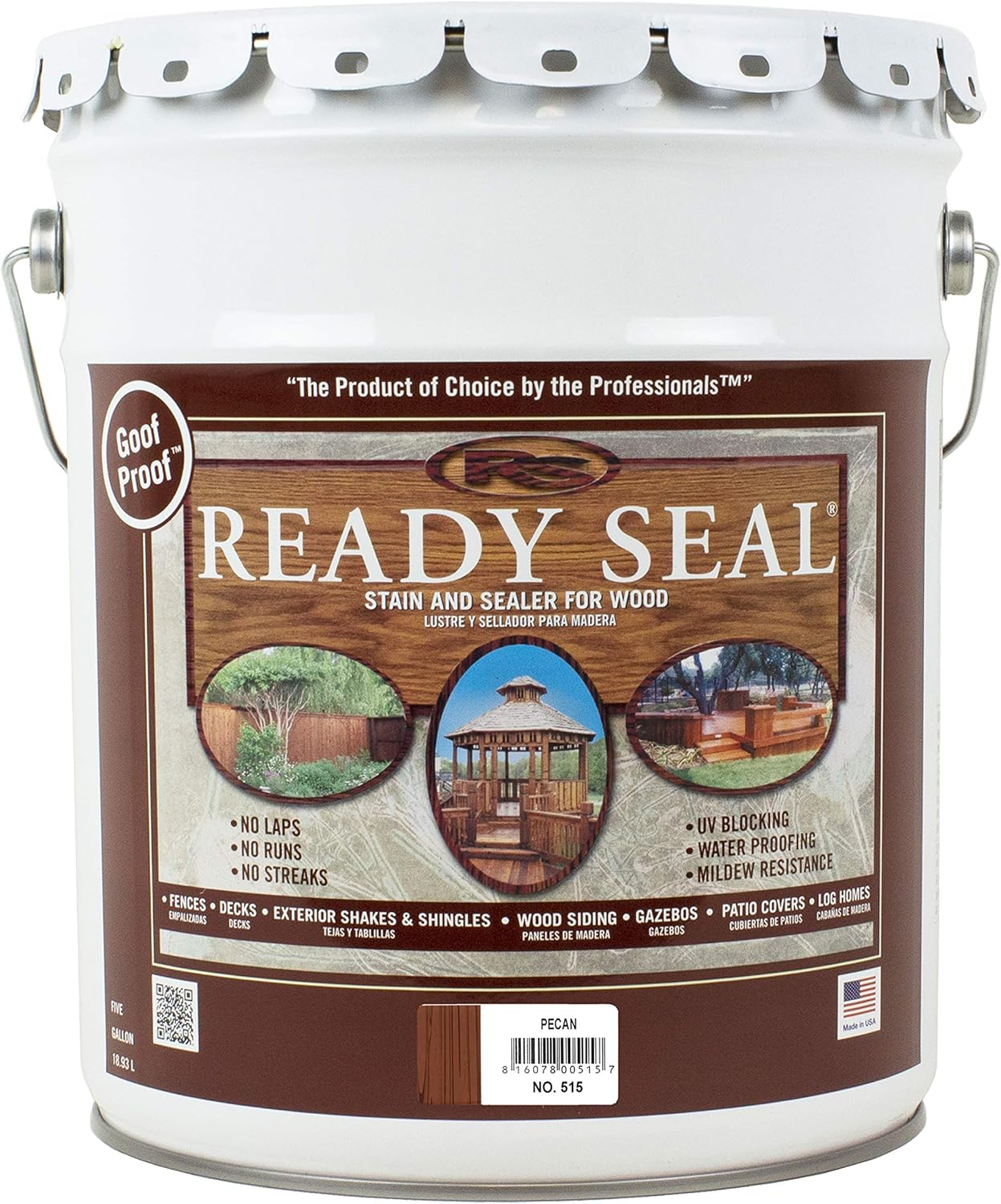Ready Seal 515 5-Gallon Pail Pecan Exterior Wood Stain and Sealer