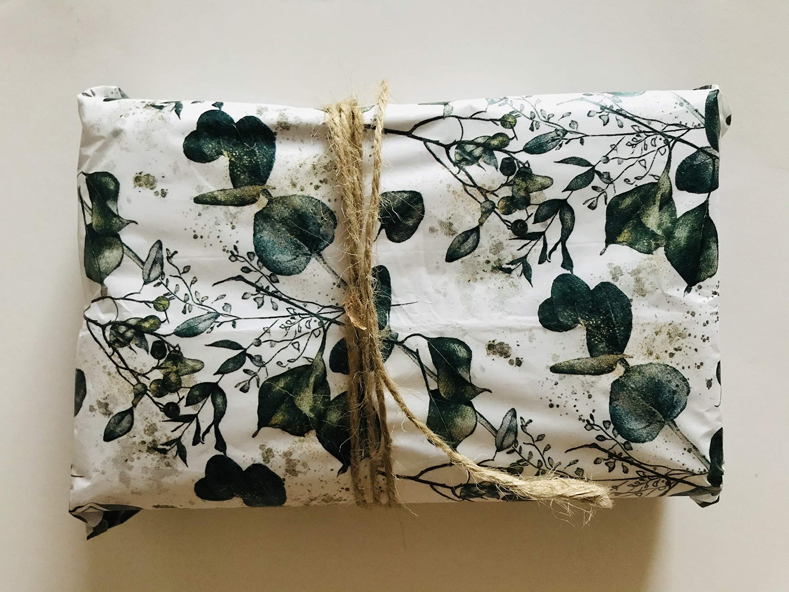 InsideMyNest Watercolour Eucalyptus Botanical Printed & Gold Dust Premium Quality Tissue Paper Sheets (20)
