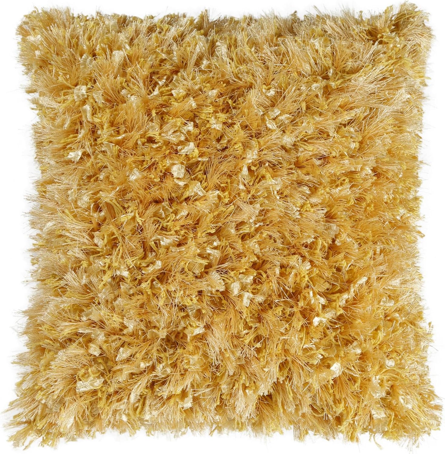 yellow shag pillow