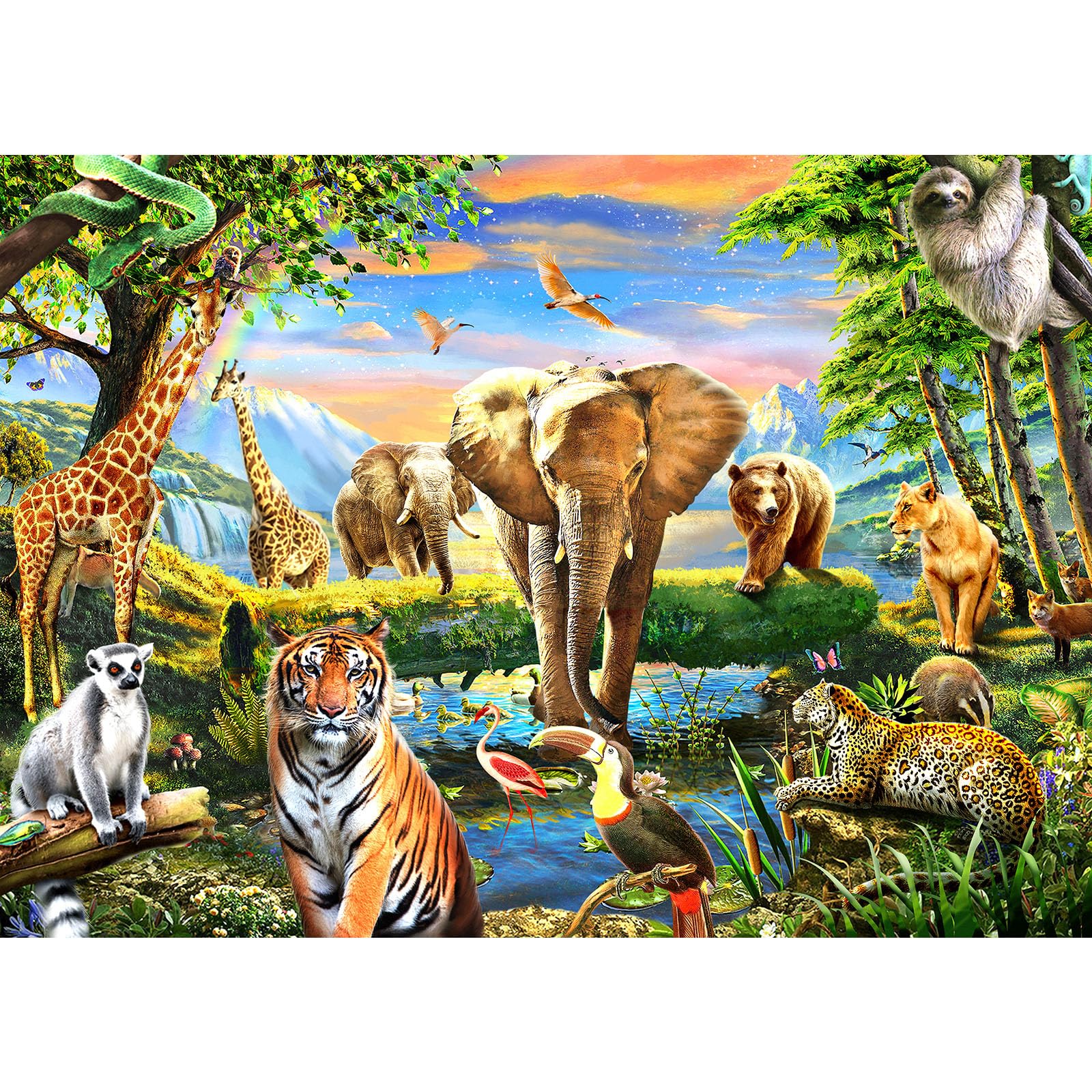 Photo 1 of 1000 Pieces Puzzles for Adults, Animal World Jigsaw Puzzle Challenging Night Game, Interlock Perfectly No Dust, for House Decoration, Birthday Party Holiday