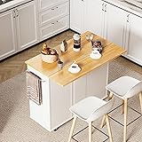 Shintenchi Rolling Kitchen Island Cart with Folding