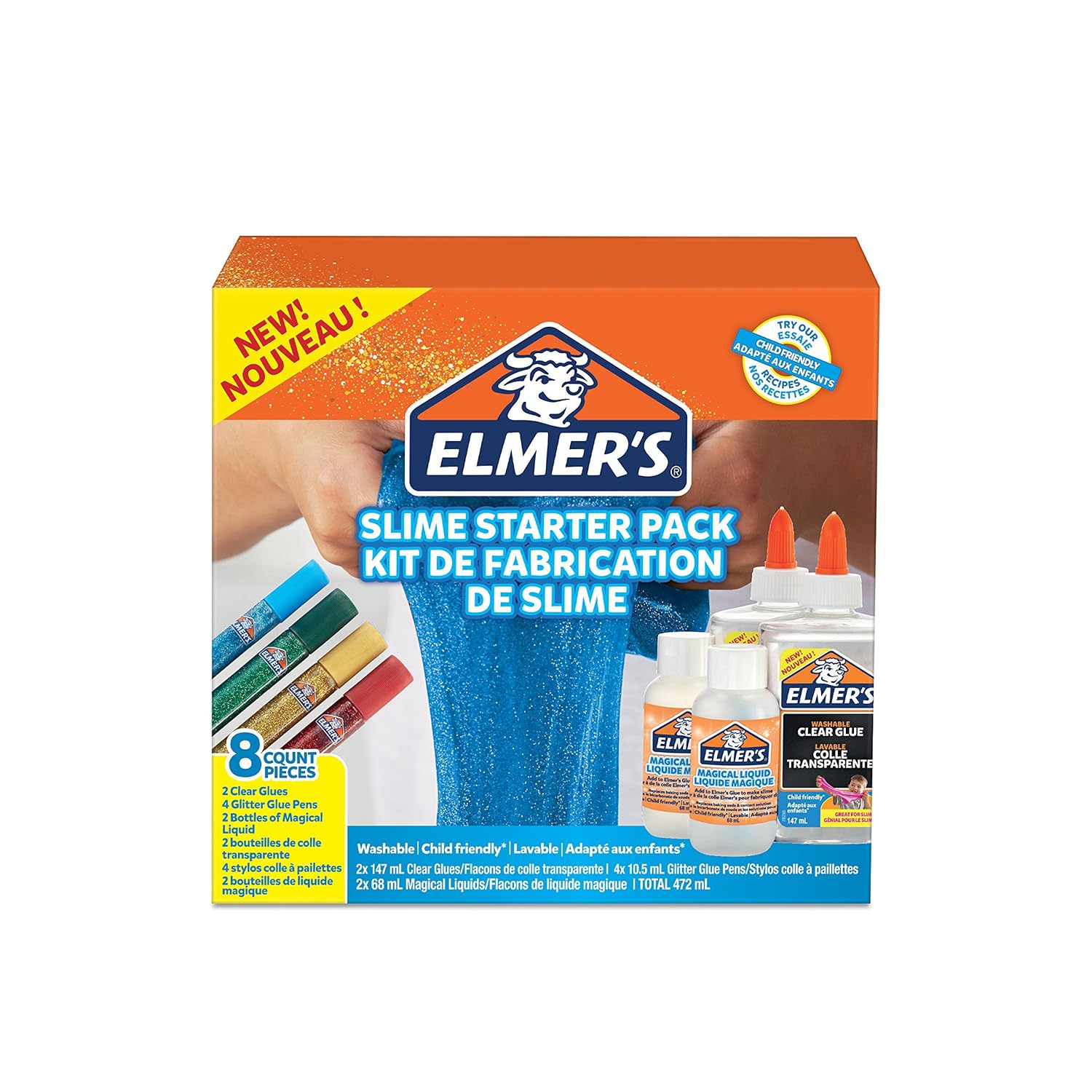 Elmer's Glue Slime Starter Kit, Clear Glue, Glitter Glue Pens and