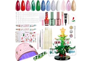 BEETLES GEL POLISH Beetles 67Pcs Gel Nail Polish Kit with U V Light Crystal Christmas Gifts for Women Teen Girls - 12 Colors Gel Nail Kit Cat Eye Red Glitter & Nails Stand Acrylic Holder Display Nails Stuff Manicure Set