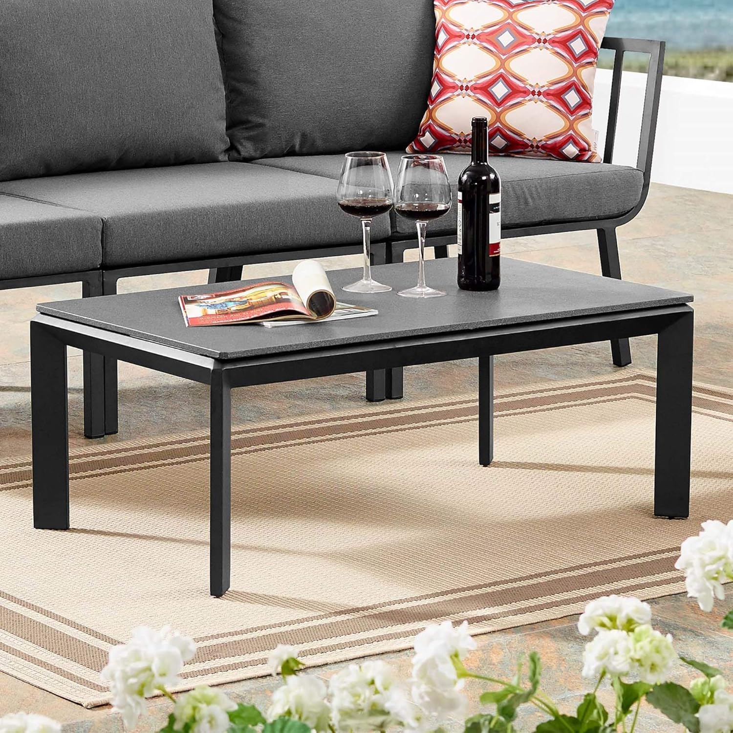 Ergode Riverside Aluminum Outdoor Patio Coffee Table - Gray : Garden & Outdoor