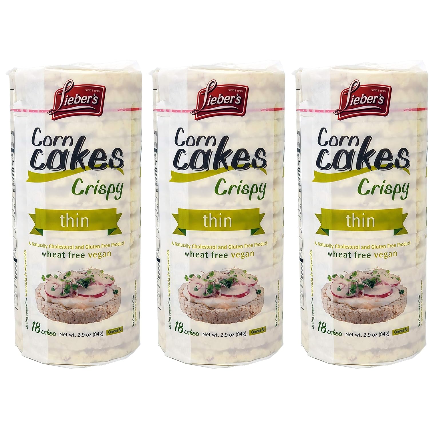 Lieber S Corn Cakes Thin Crispy 3 Pack Gluten Free Wheat Free Vegan Amazon Com Grocery Gourmet Food