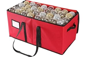 Sattiyrch Christmas Ornament Storage Box with Dual Zipper Closure - Box Contributes Slots for 128 Holiday Ornaments 3-Inch