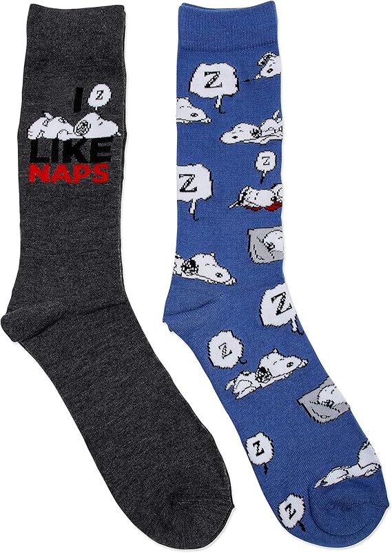 Amazon High Point ピーナッツ スヌーピー 2パック メンズ クルーソックス 靴サイズ 6 12インチ I Like Napsとsleeping Snoopy スポーツソックス 通販