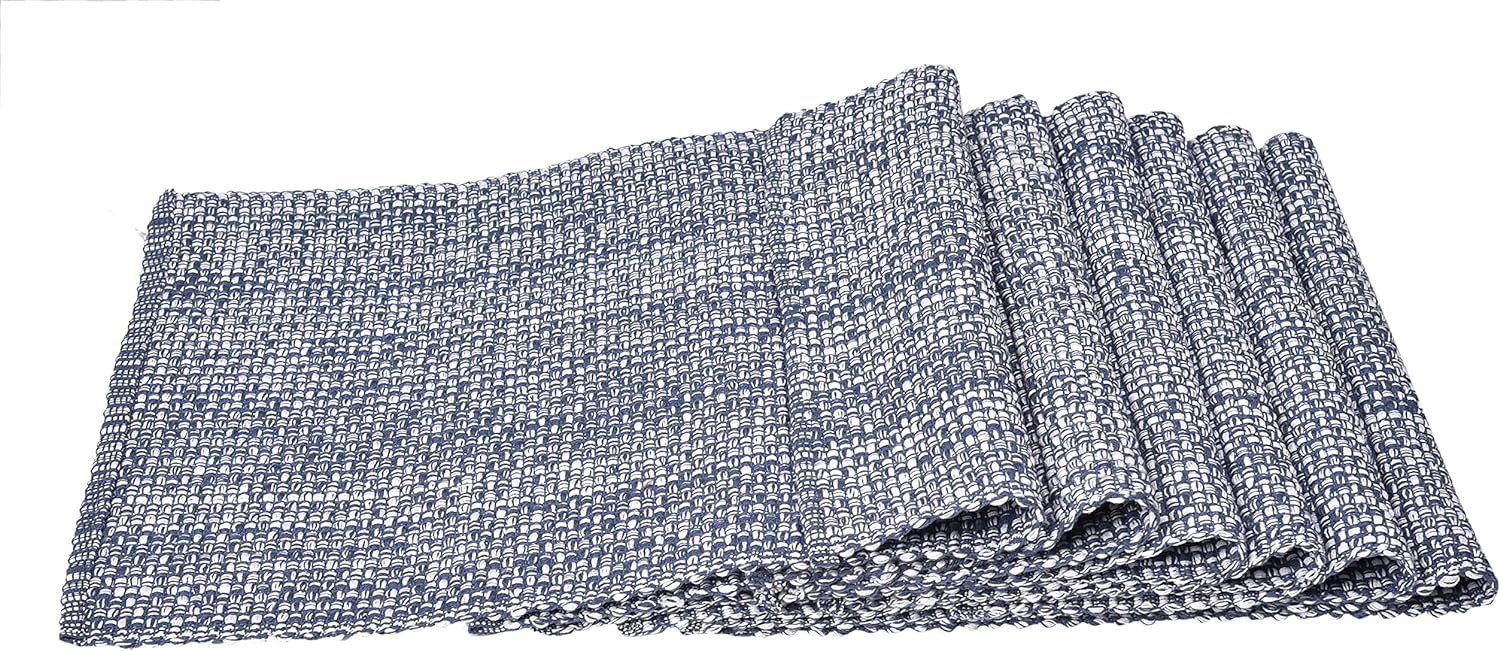 Urban Villa, 100% Cotton Two Tone Place Mats,14''x 20'' Over Sized,Set of 6,Blue/White, Every Day Use,Heavier Quality: Home & Kitchen