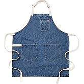 hedley & bennett Essential Apron - Heavy-Duty Denim Kitchen Apron with Pockets & Towel Loop - Professional Chef Workwear for Cooking & Grilling - Georgia Blue