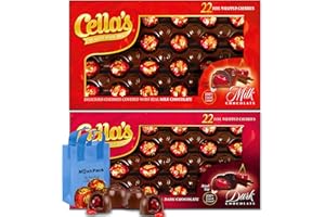 Cellas Chocolate Covered Cherries Variety- 11 Ounce Milk and Dark Chocolate Assortment, Chocolate Covered Cherry, Individually Wrapped Chocolate, with Nosh Pack bag, 2 Pack