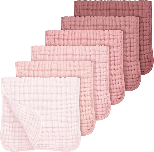 Looxii Muslin Burp Cloths Baby Girl 6 Pack - 20" x 10" - Ultra Soft & Absorbent, 6-Layer 100% Cotton for Spit Up & Drool- Gen
