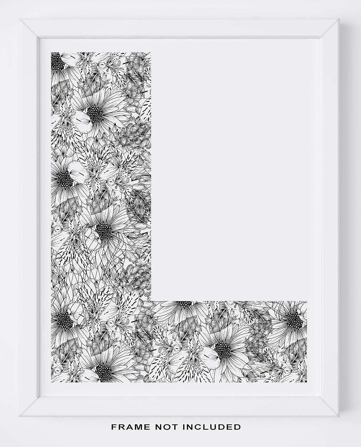 Amazon Com L Initial Wall Decor 11x14 Unframed Wall Print Modern Minimal Black And White Floral Line Typography Drawing Country Rustic Farmhouse Boho Shabby Chic Abc Wall Art Monogrammed Gifts Handmade