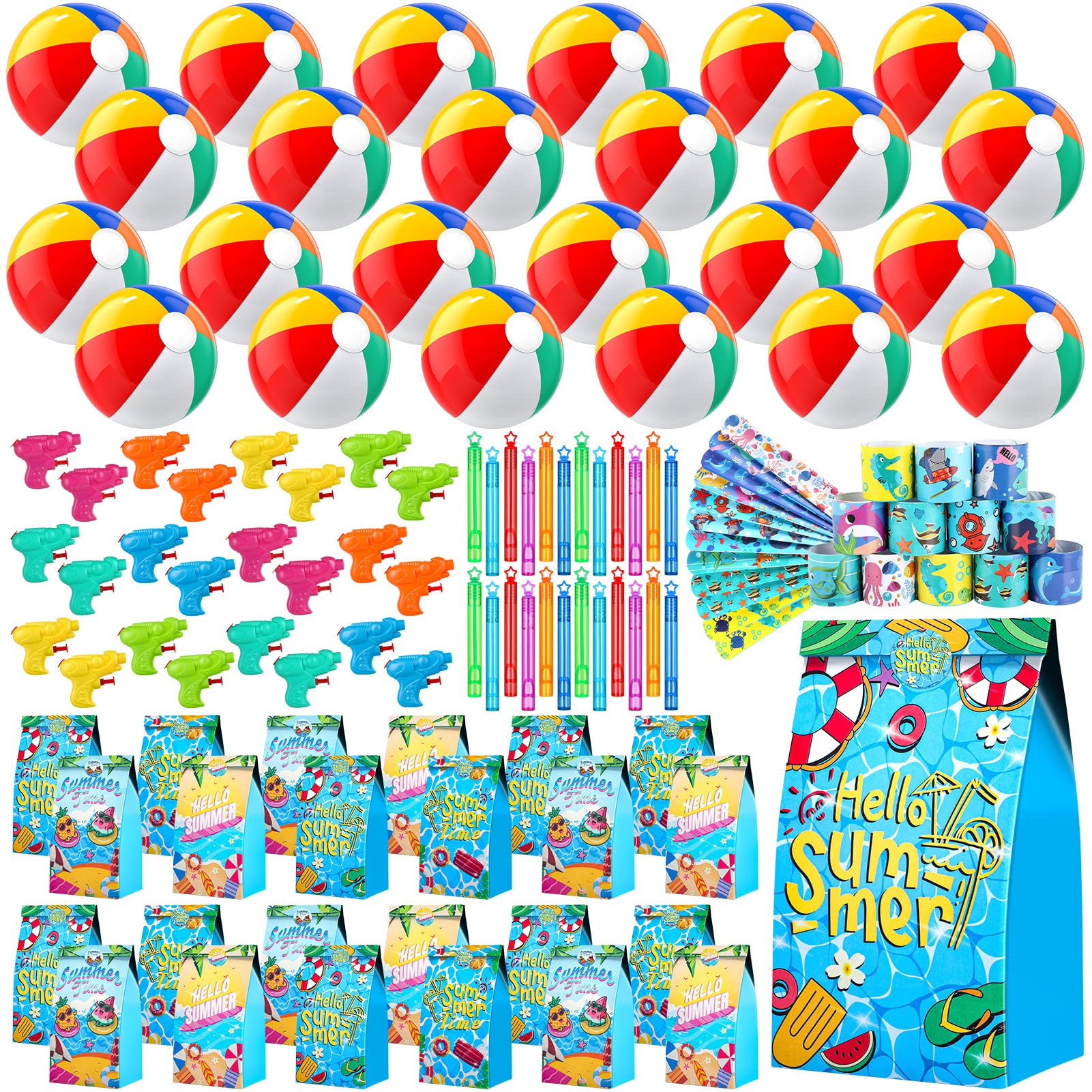 Photo 1 of Pool Party Favors and Beach Party Favors - 120 PCS Party Bag Stuffers for Kids Including Beach Balls, Kids Sunglasses Bulk, Bubble Wands, and More for Beach Pool Party Favors, Birthday Party Supplies