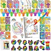 BenLouis Bible Party Favors Christian Inspirational Verses Coloring Set Gift Prizes Bulk for Kids Operation Christmas Child Sunday School Religious Activities Goodie Bag Stuffers(12set Verses)