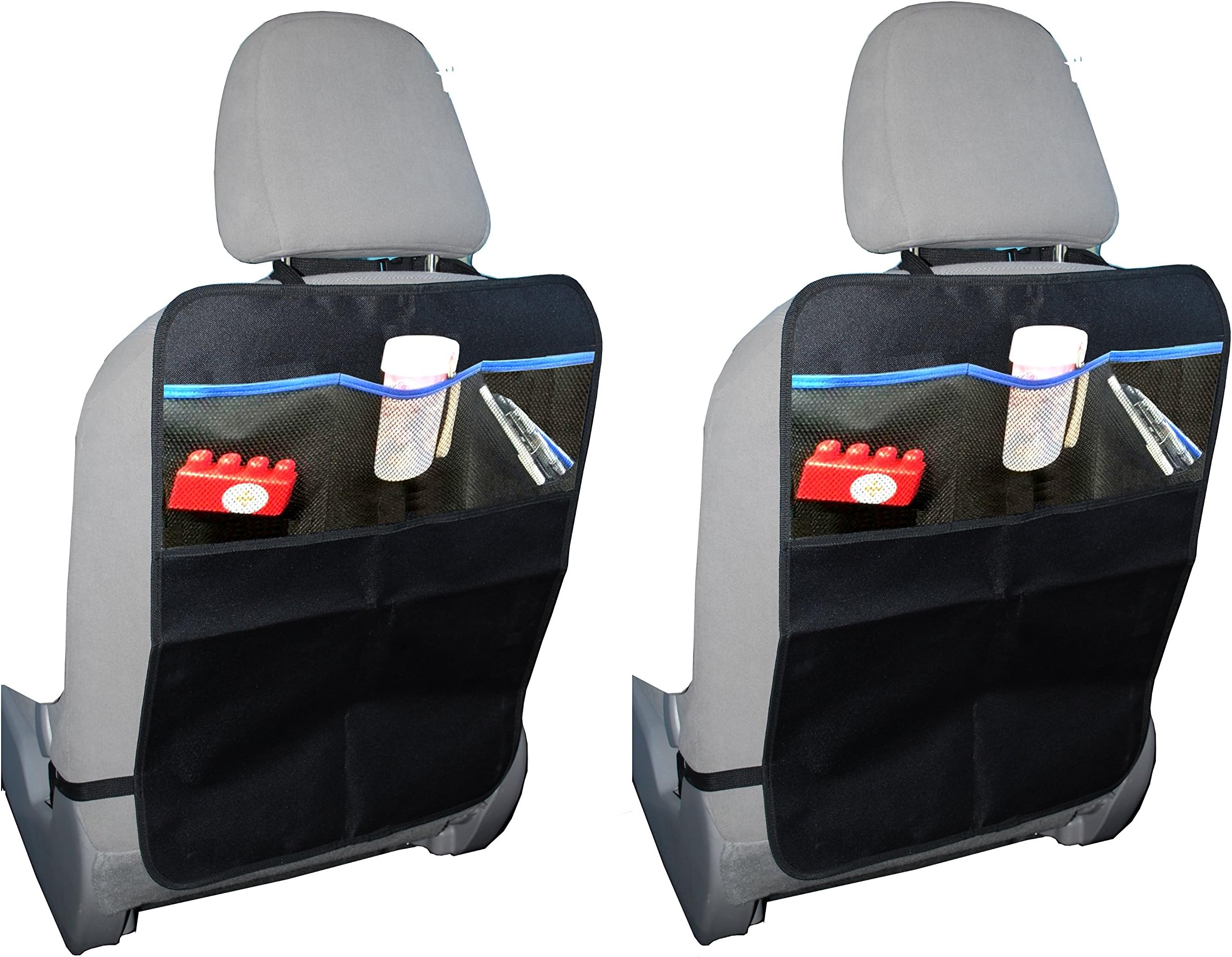Kick Mat Protector for Carseats with Organizer Pockets | Best for Protection of Seat Back from Damage | Extra Large Fits Most Vehicles | Ideal Gift | Free 100% No Hassle Guarantee