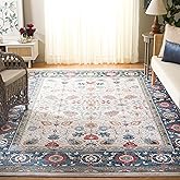 SAFAVIEH Rosewood Collection Area Rug - 9' x 12', Ivory & Blue, Traditional Design, Stain Resistant, Ideal for High Traffic A