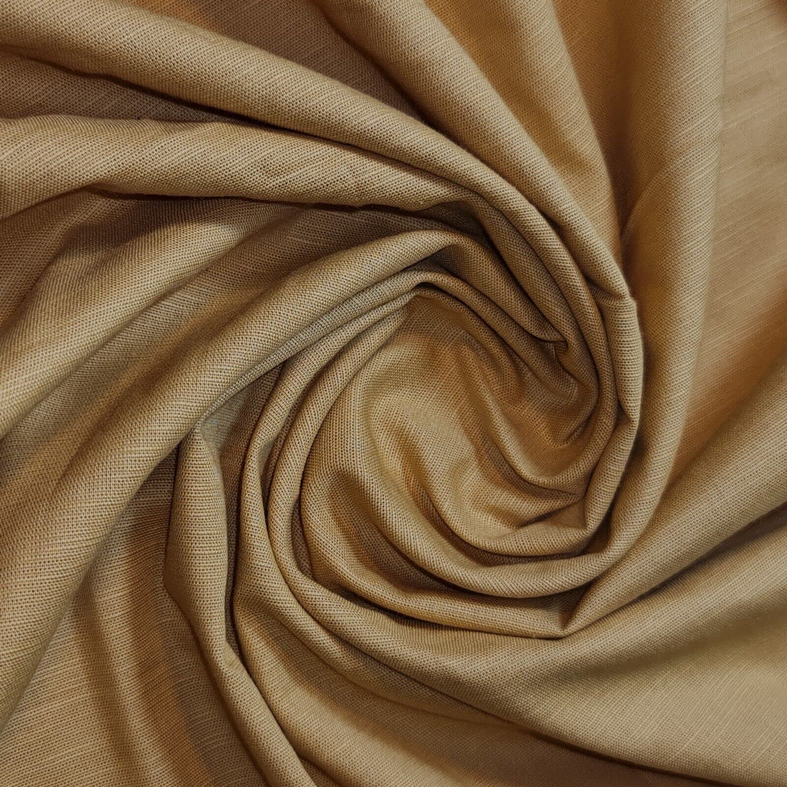 100% Cotton Rich Linen Poplin Dress Craft Fabric Material 58" - 150 cm Wide Sold As 1 Meter Pre - Cut Lengths (Available in 13 Colours) (Gold)