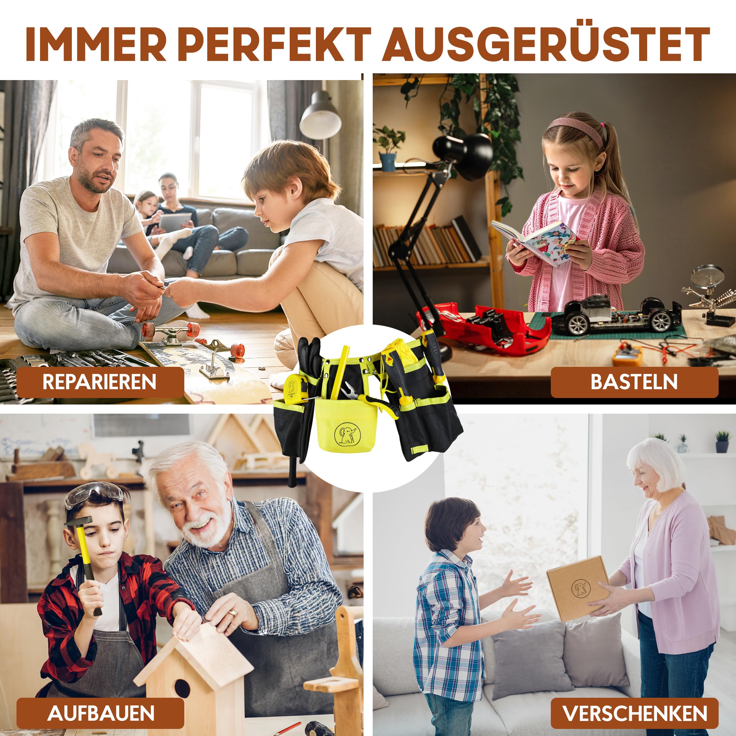 Eli® Werkzeuggürtel für Kinder ab 6 Jahre - echtes Kinderwerkzeug Set 5
