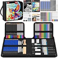 106 PCS Art Supplies Sketching Kit, Pro Drawing Pencils with 3-Color Sketchbook, Coloring Book, Colored Graphite Charcoal Wat