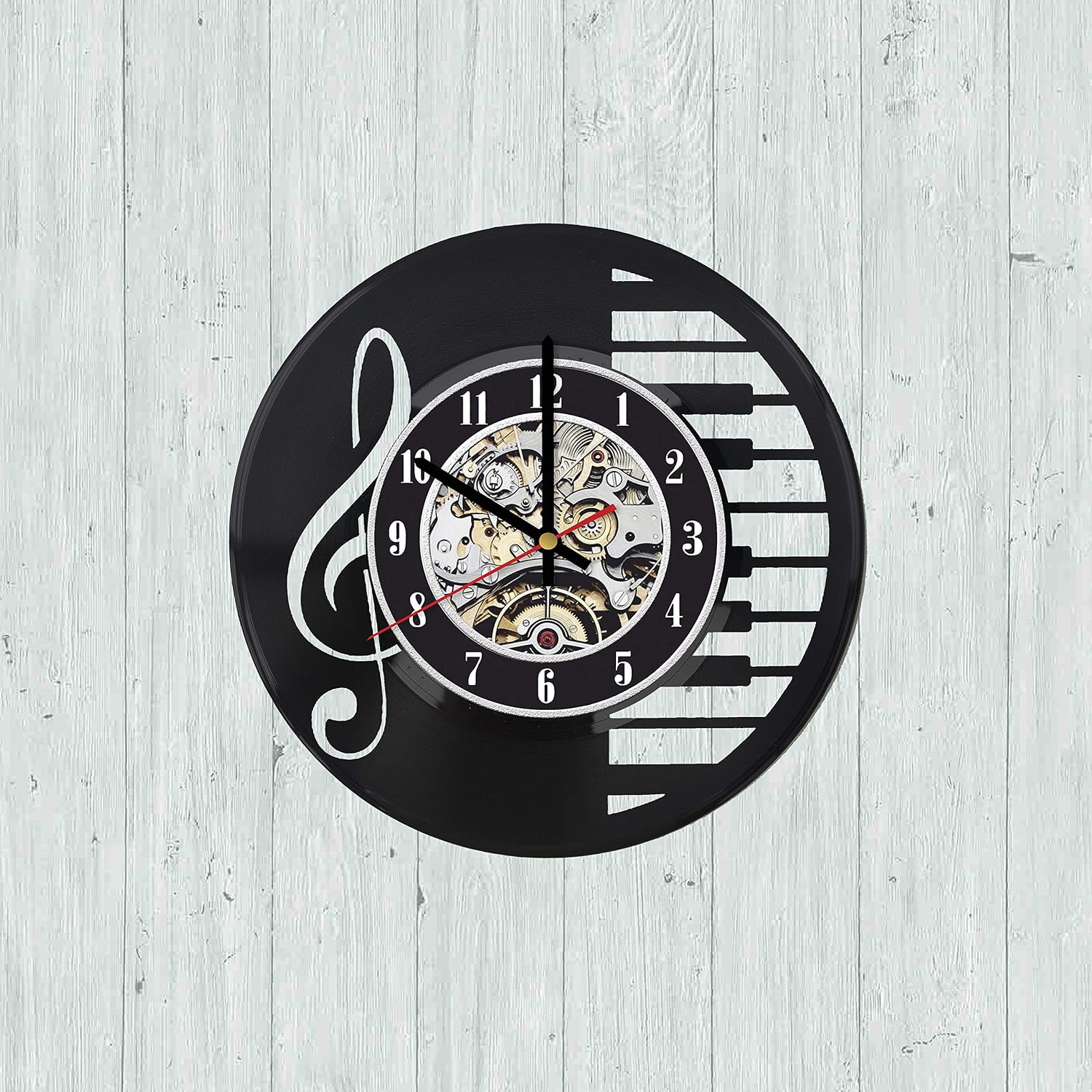 Piano Vinyl Record Wall Clock Decor Handmade 5738 Wall Clocks Tipidkorpolri Home Garden