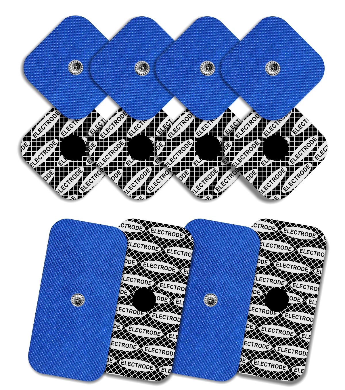 TENSPAD SILVER Pack of 12 electrodes with silver pattern compatible with Compex devices (8 electrodes 50x50mm + 4 electrodes 50x100mm with 1 SNAP connector)