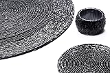 Penguin Home Handcrafted Glass Beaded Round Placemats Coasters Napkin Rings Set view 3